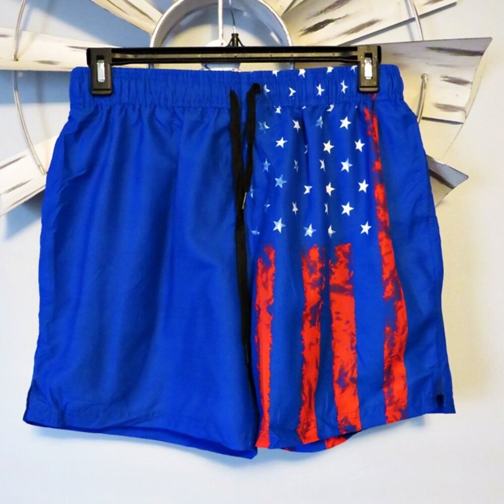 NWOT Cozople Patriotic 4th Of‎ July Swim Trunks Size Large Compression Liner